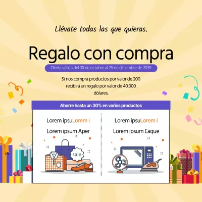 Cheque regalo para la compra de productos