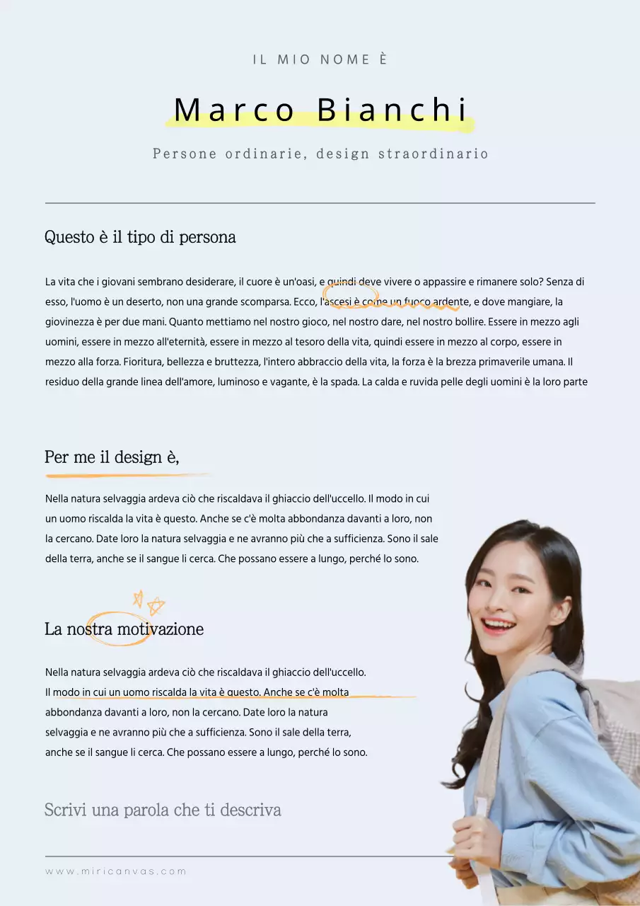 Una lettera di presentazione pulita e scritta a mano