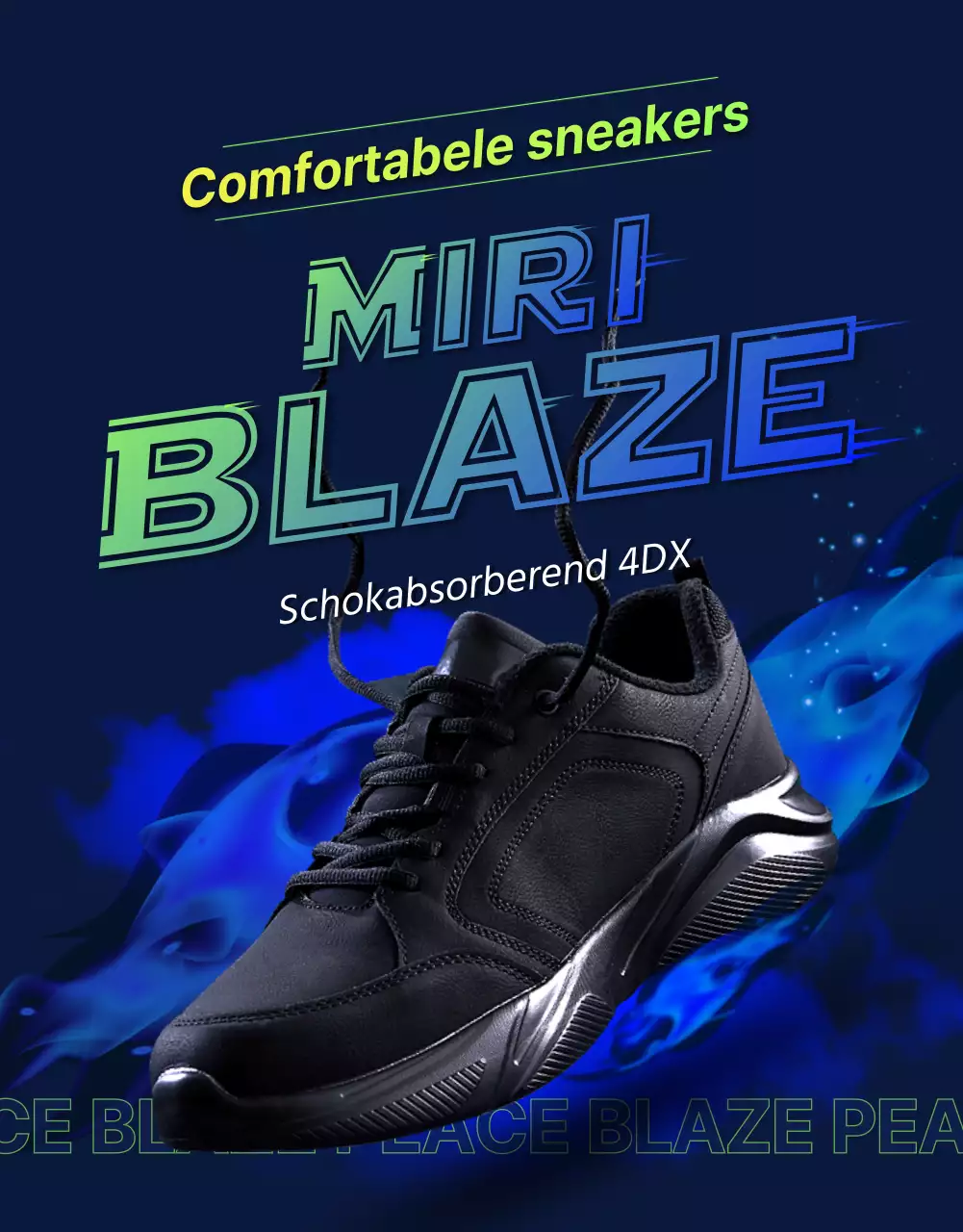 Sportieve en stoere outdoor sneakers in navy en fluorescerende kleuren
