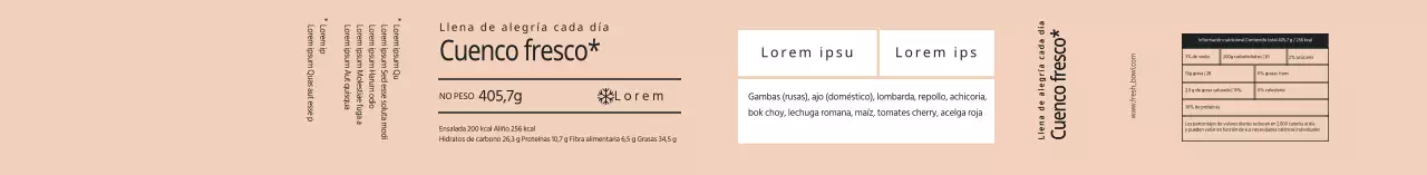 Etiquetas beige para envases de ensalada