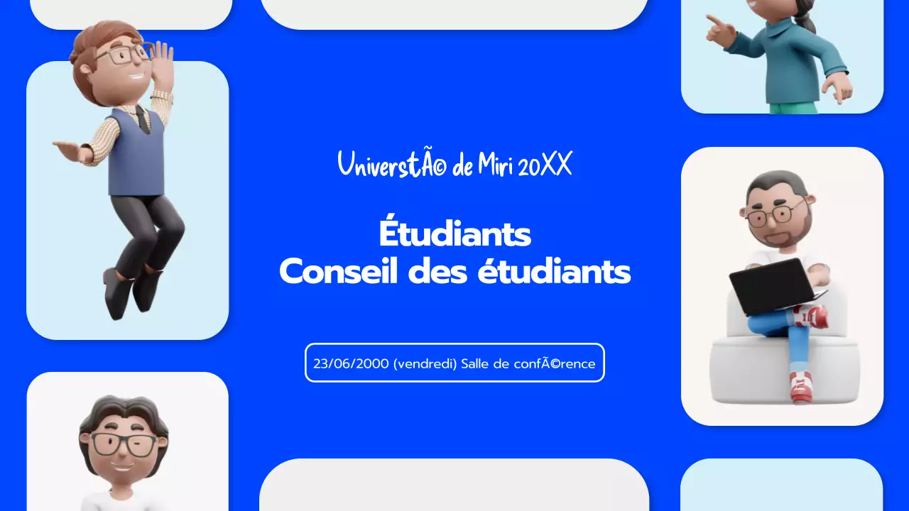 Convocation de l'université en 3D bleu