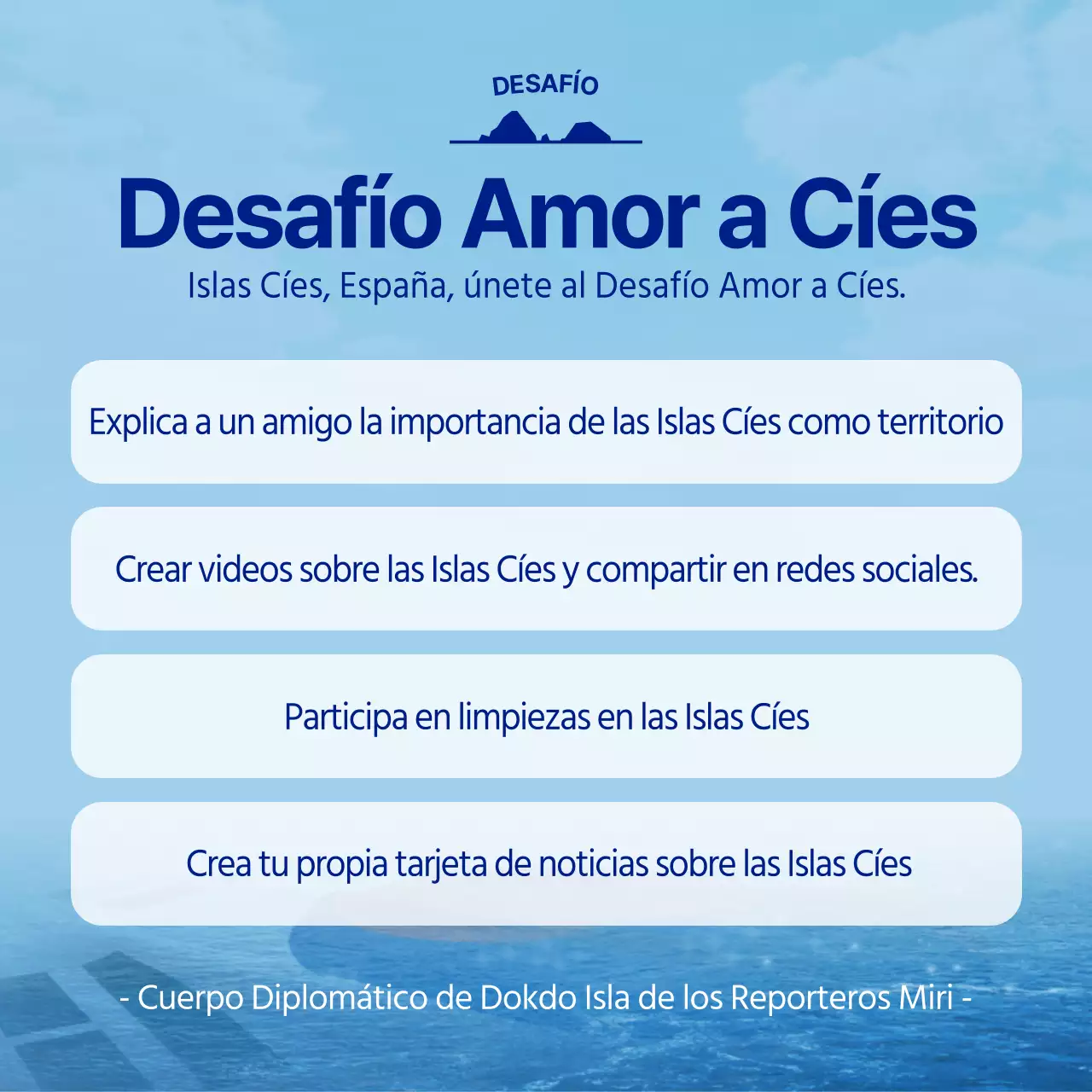 El equipo de divulgación universitaria de Dokdo en azul claro y azul marino