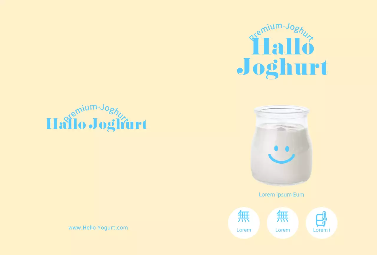 Niedliche Zitronenjoghurt-Faltkarten für die Produktwerbung