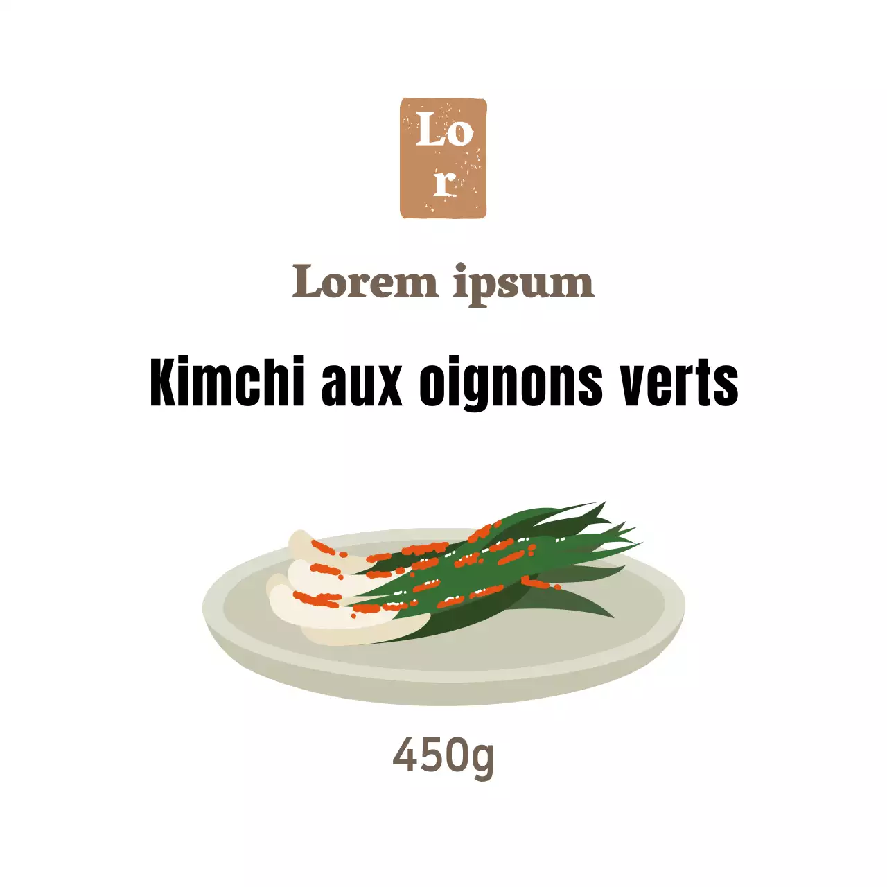 Autocollant pour kimchi à l'oignon vert pour un plat d'accompagnement de charcuterie simple et blanc