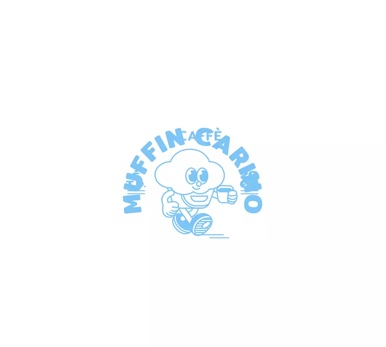 Stile del personaggio del cupcake per il merchandising del caffè