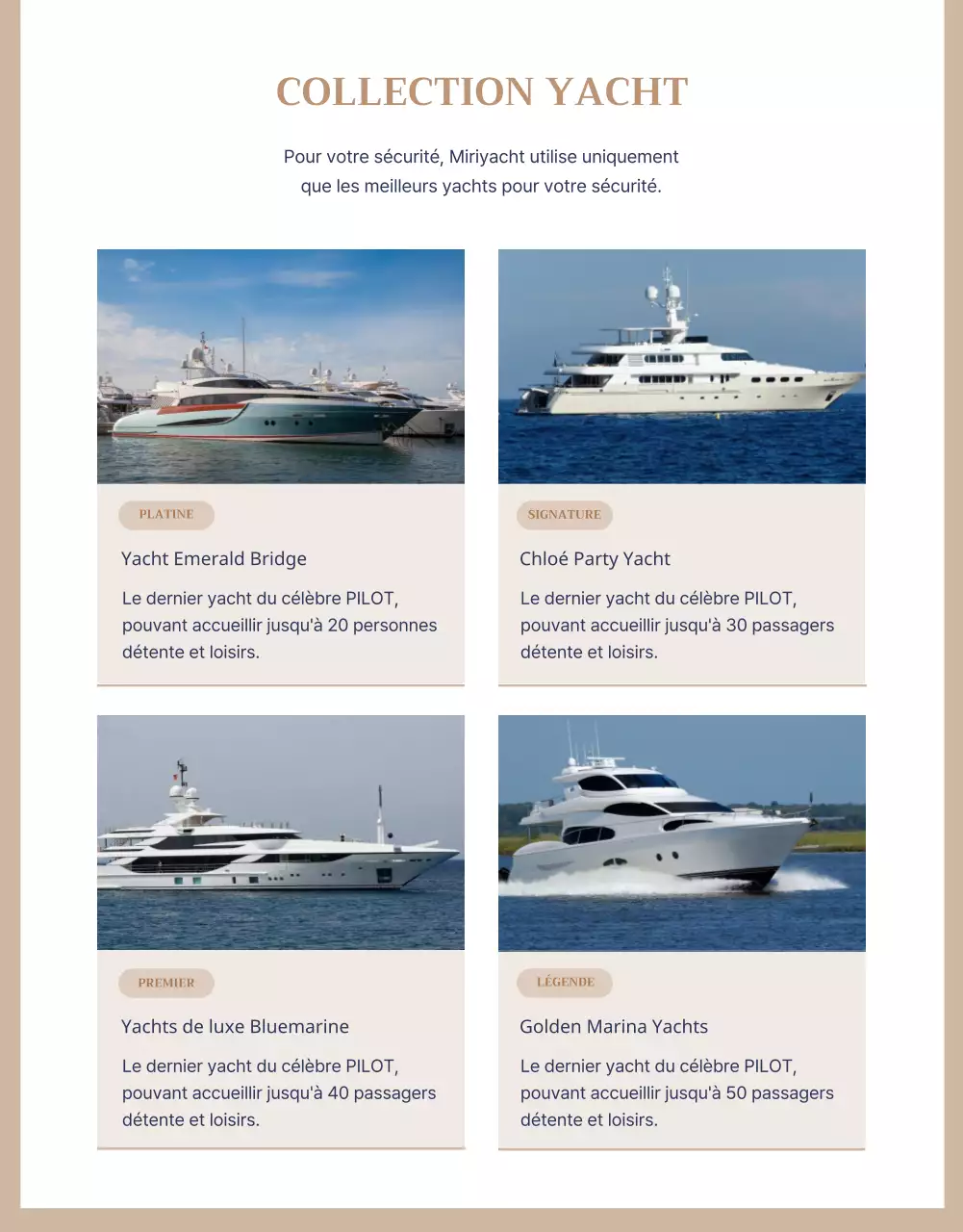 Un yacht club privé en marine dorée