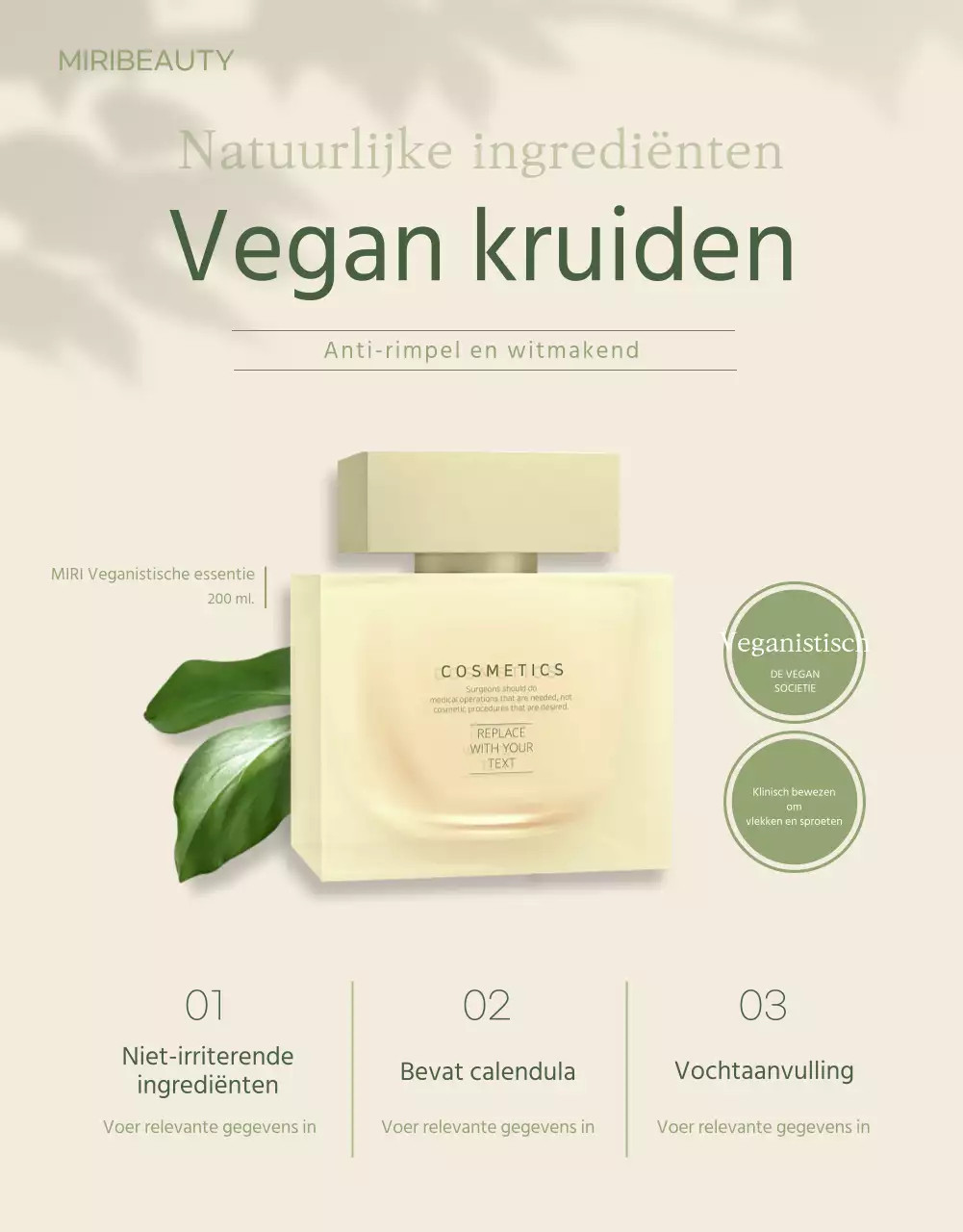Veganistische cosmetica in ivoorgroen detailpagina