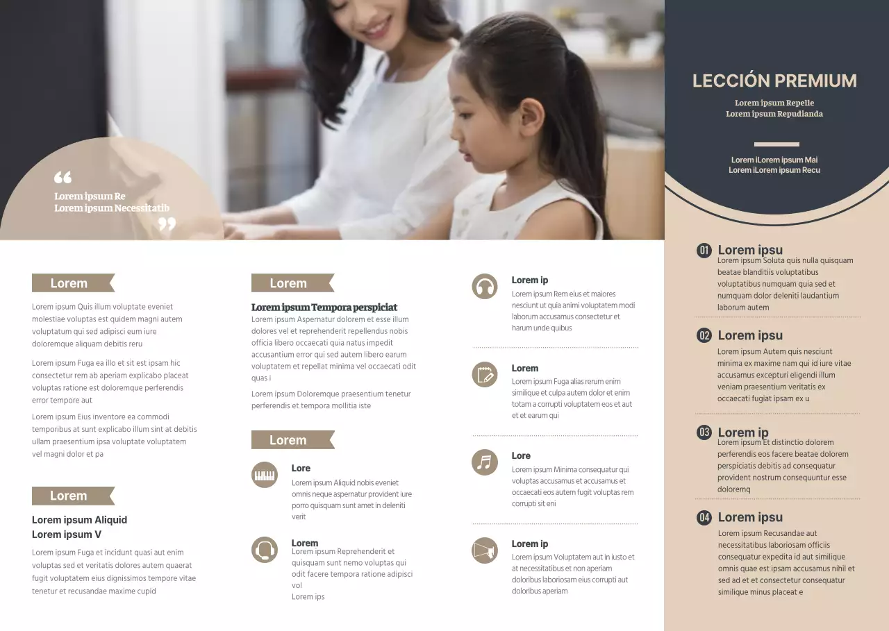 Un punto de promoción de la escuela de piano e información en un estilo limpio