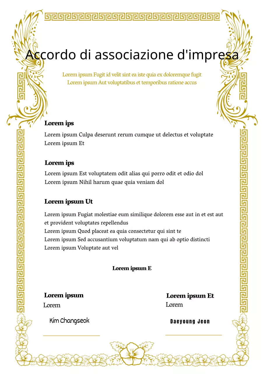 Un accordo di partnership di alto livello con una fenice d'oro e un fiore infernale