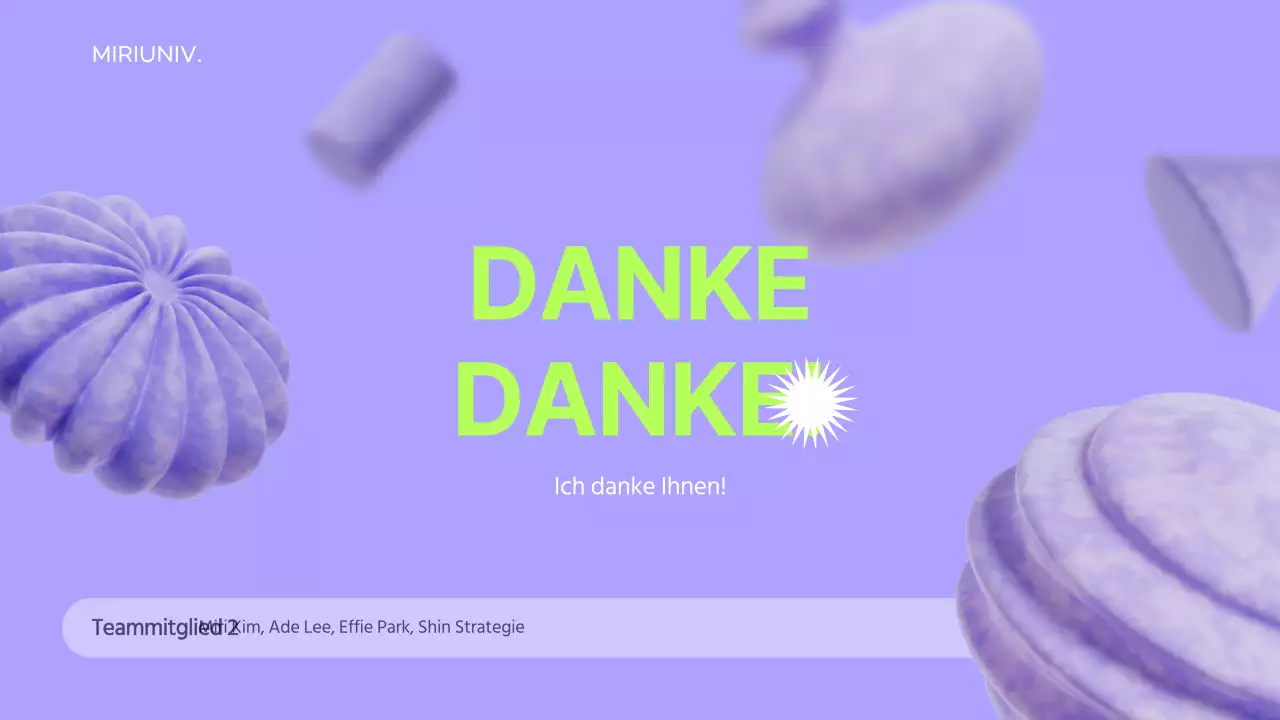 Verwenden Sie 3D-Elemente auf einem lilafarbenen Hintergrund, um ein Gefühl für den Raum zu schaffen und die Werbestrategie zu informieren.