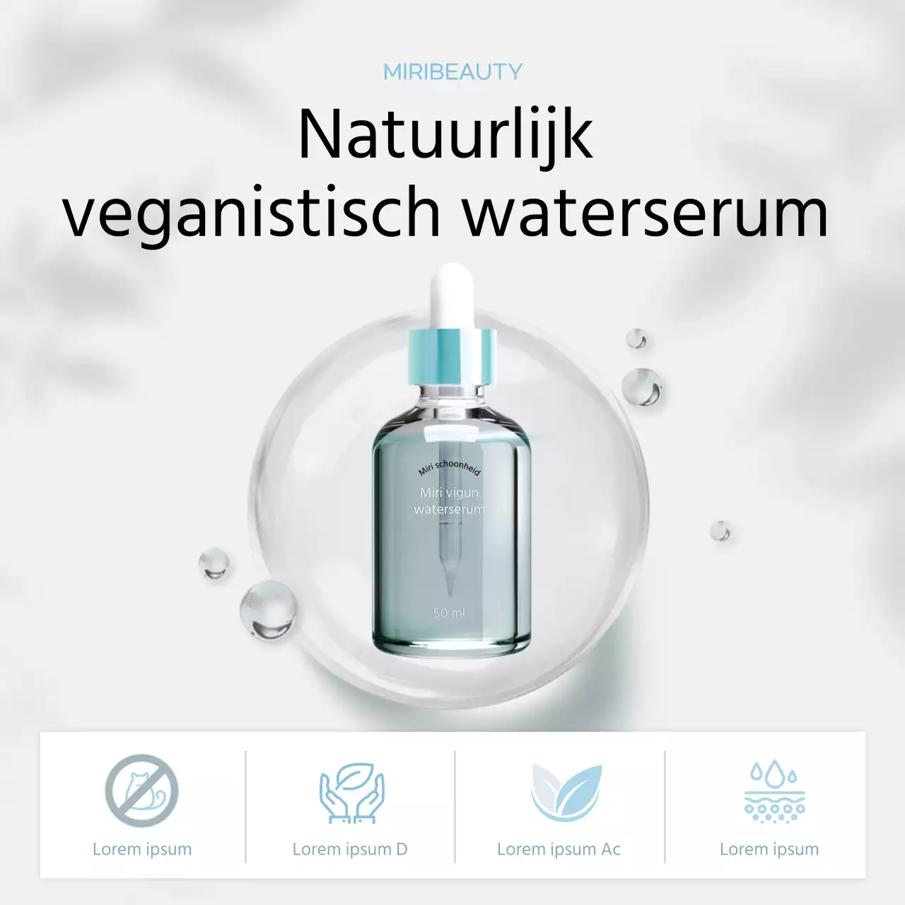 Witte lichtblauwe luxe veganistische cosmetica Instagram feed