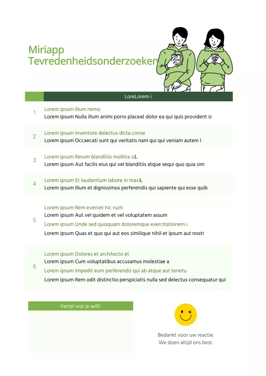 Illustraties in groen markeren App-tevredenheidsonderzoek