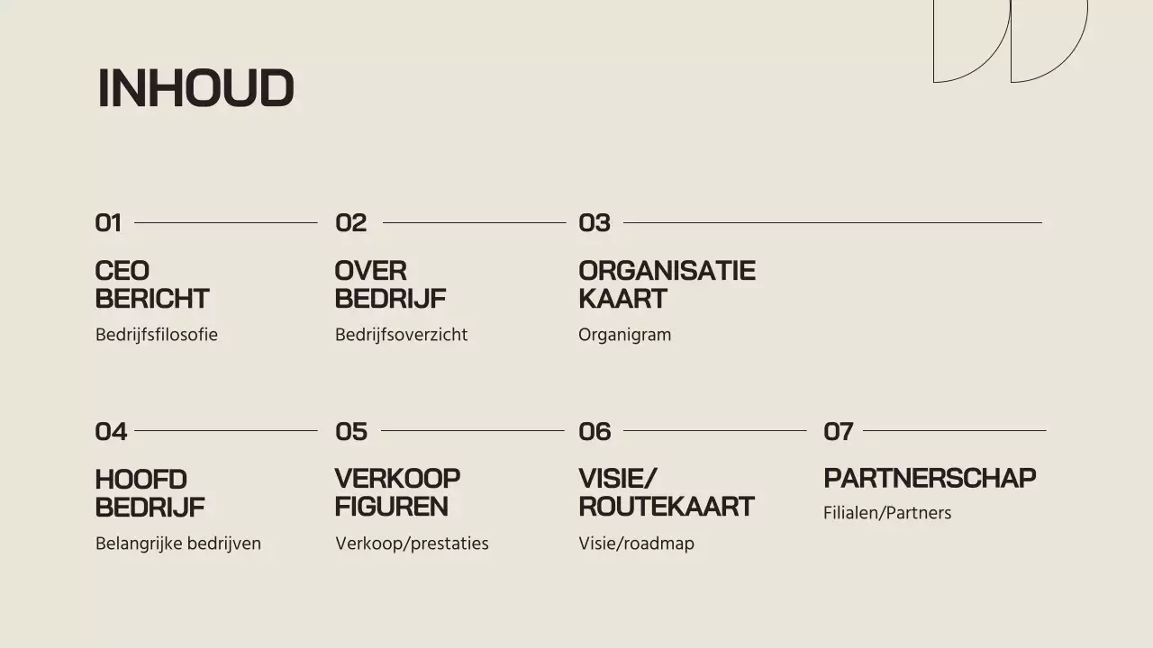 Een eenvoudig bedrijfsprofiel in beige