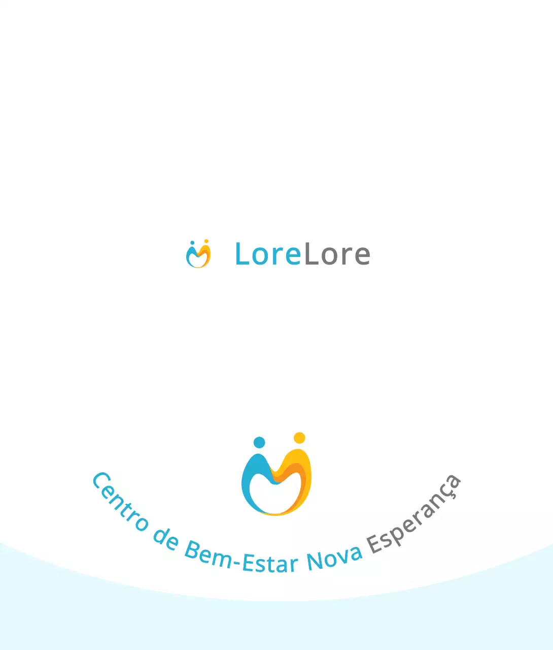 Conceito simples de logótipo de centro de bem-estar em azul claro e laranja