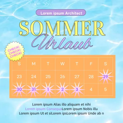 Kitschige Kalenderankündigungen in Orange und Hellblau