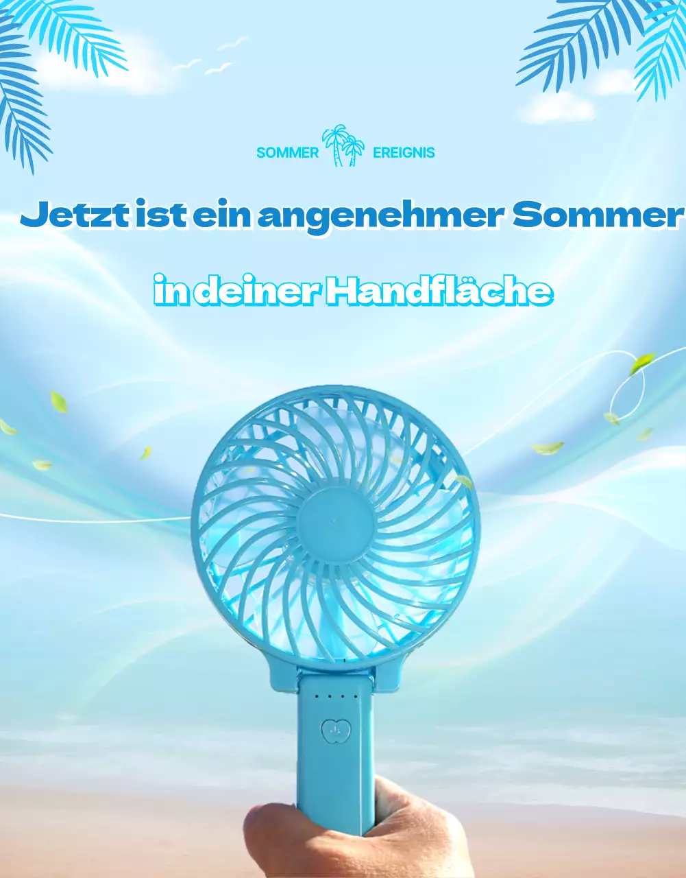 So verwenden Sie den kühlen blauen Sommer-Mini-Ventilator