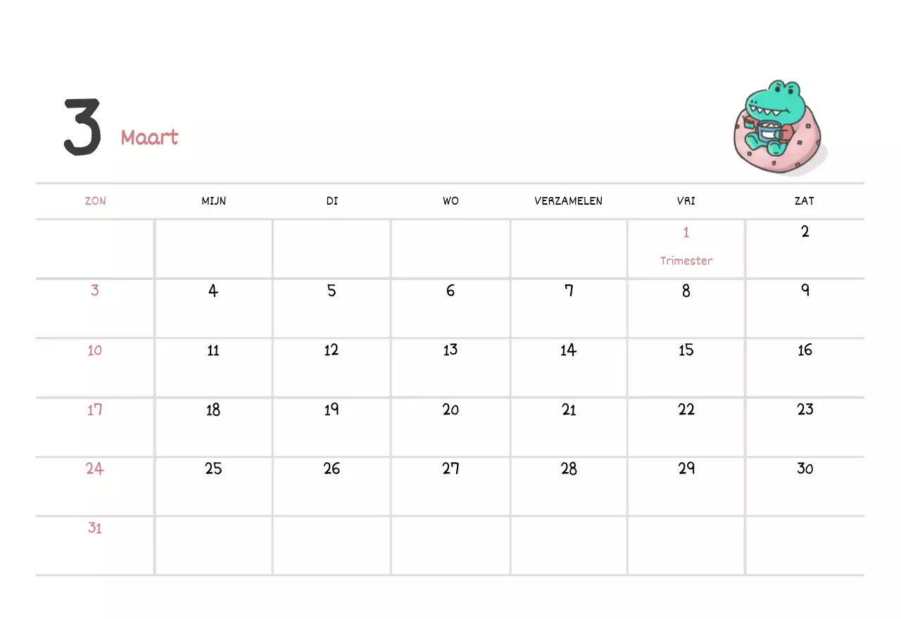 Een kalender met een schattig Argo-illustratieconcept