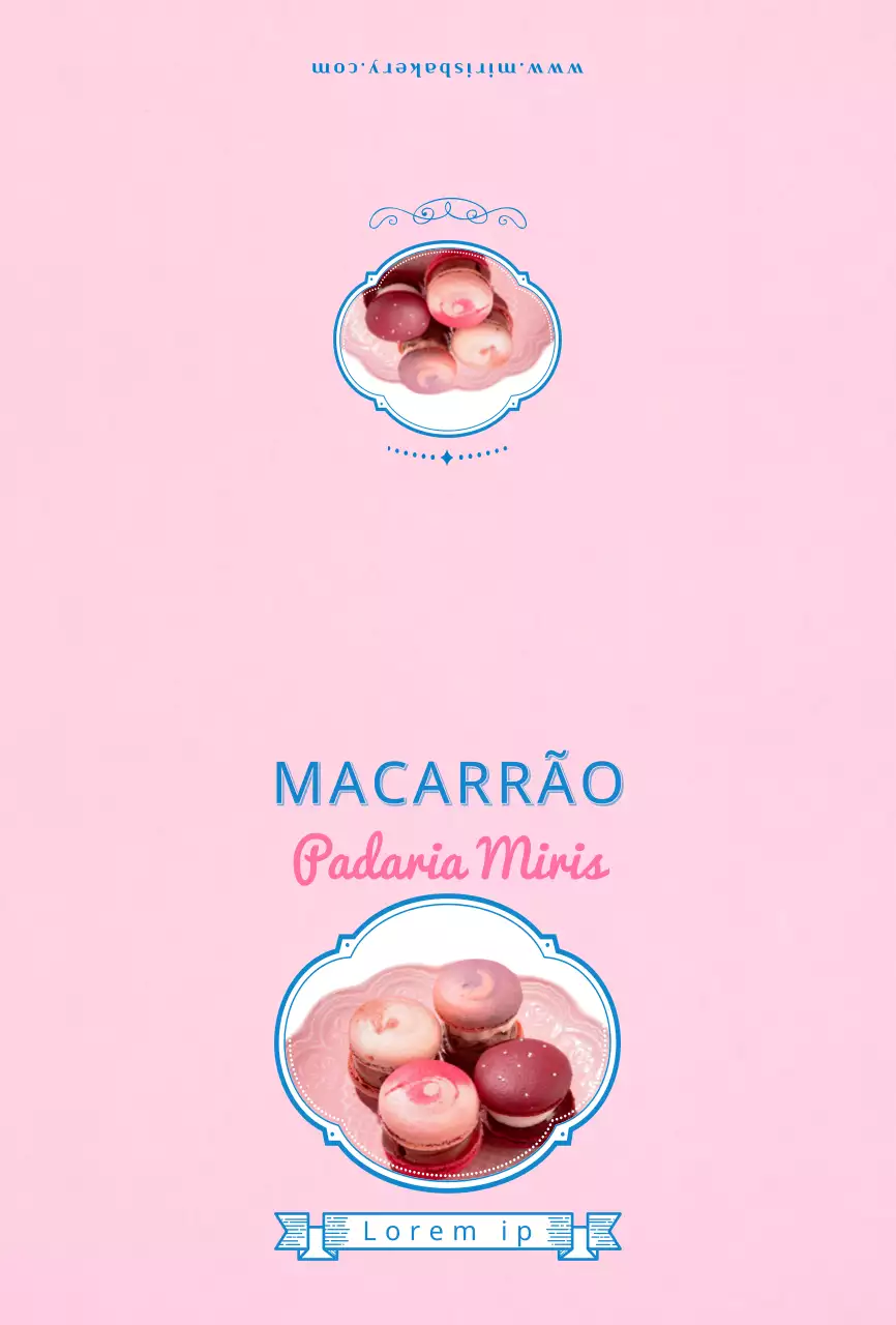 Título destacado a rosa e azul Guia do Macaron Cafe