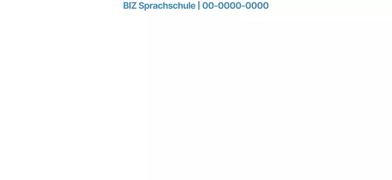 Werbung für eine Sprachschule mit blauen und gelben Fotos von fremden Landschaften