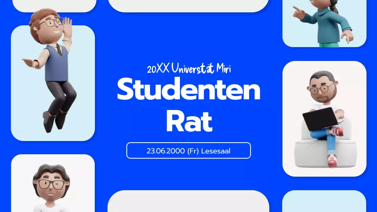 Universitätskonvokation in blauem 3D