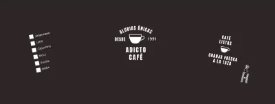 Vaso de papel con carta de bebidas de cafetería en negro