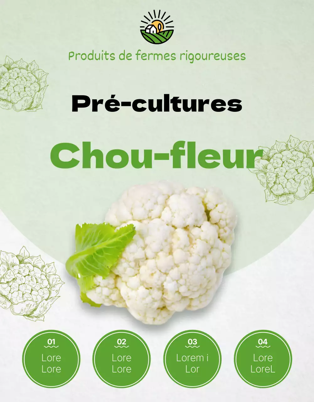 Chou-fleur sain sur le thème de la chartreuse verte