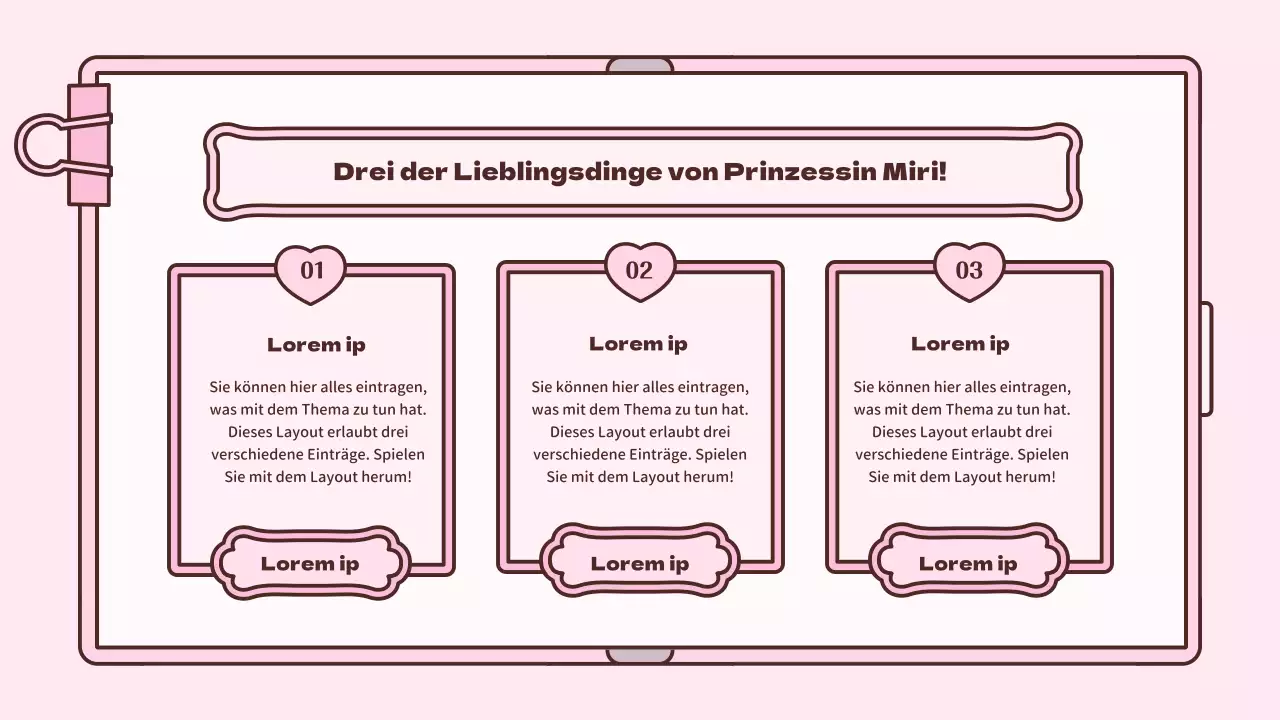 Niedliches Tagebuch-Konzept-Präsentationskit in Rosa