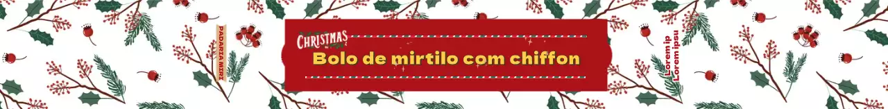 Bolo de Natal com padrão ilustrado branco e vermelho
