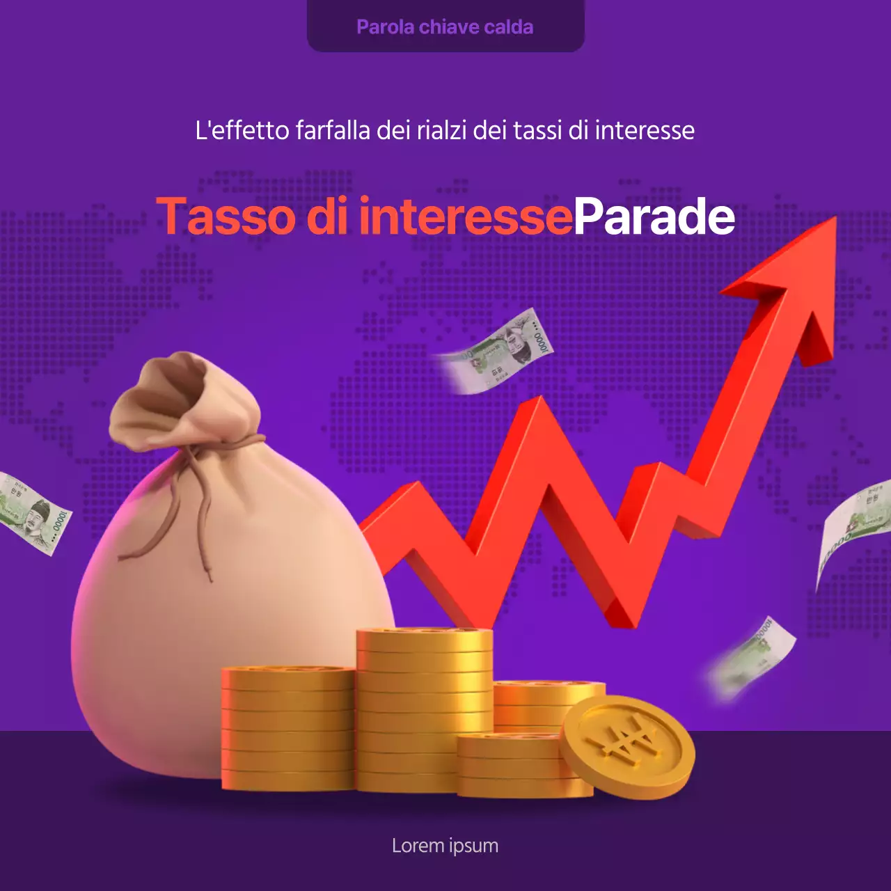 Informazioni sull'aumento dei tassi in viola e rosso