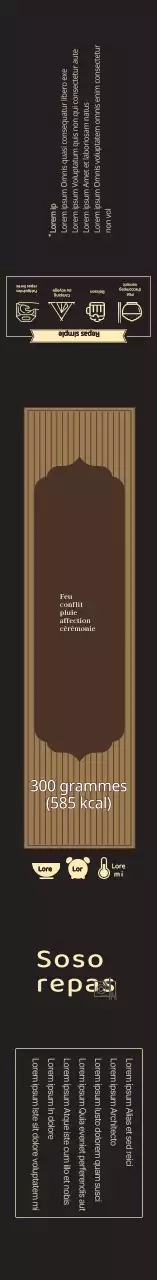 Étiquette alimentaire formelle noire à nervures soignées