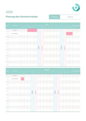 Mintfarbene Vorlage für den Sommerferienplan der Abteilung
