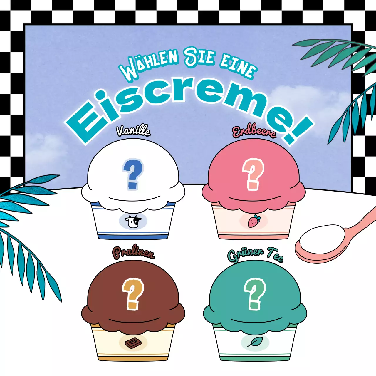 Nette Retro-Charakter Illustration Stil Eis Zeichen in rosa Minze Schokolade Farbe