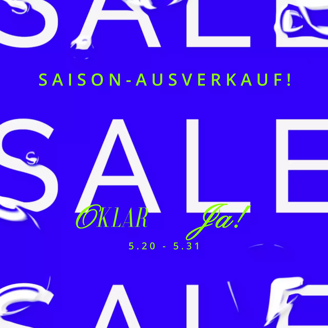 Ein hippes Stimmungsbündel in blau und fluoreszierendem Grün mit Markenzeichen