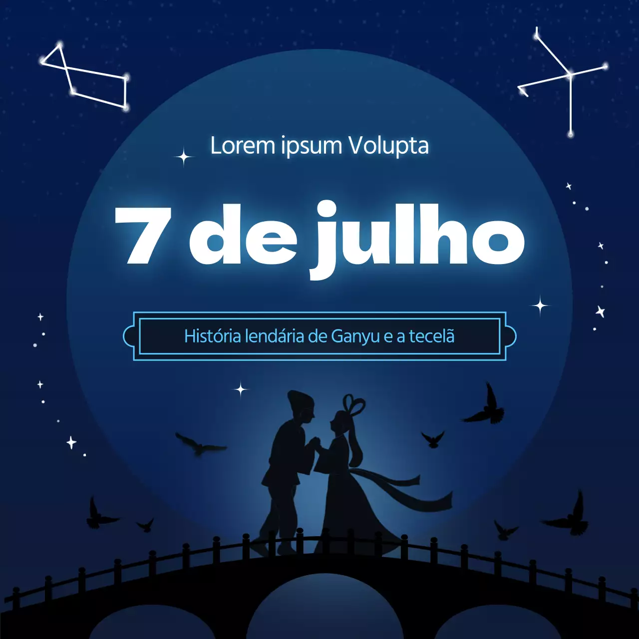 Um conceito de céu estrelado azul-marinho e azul-claro para o dia 7 de julho