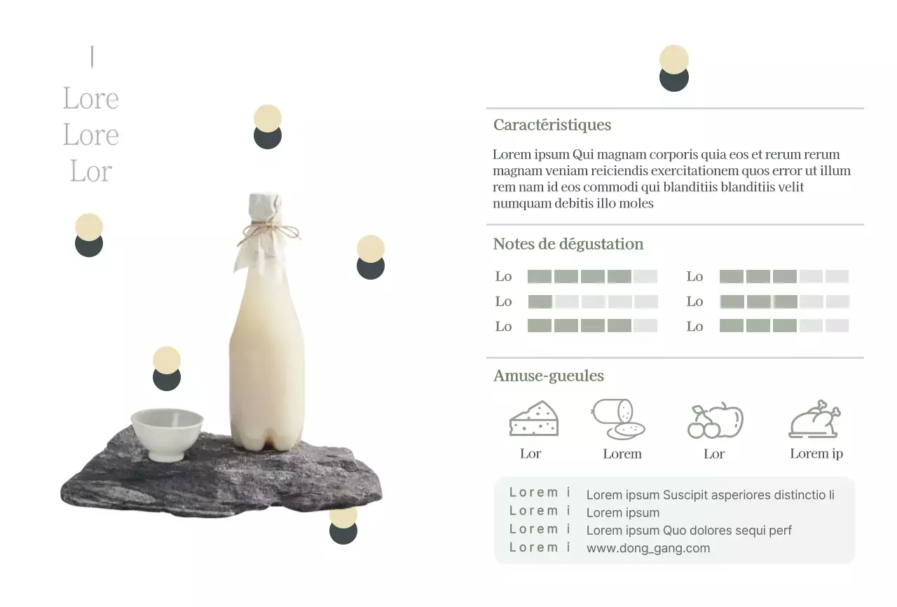 Carte postale de description de produit pour le vin de riz en dégradé bleu clair