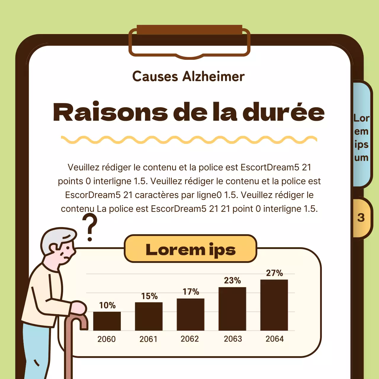 Informations sur la santé des personnes âgées atteintes de la maladie d'Alzheimer en jaune chartreuse bleu clair