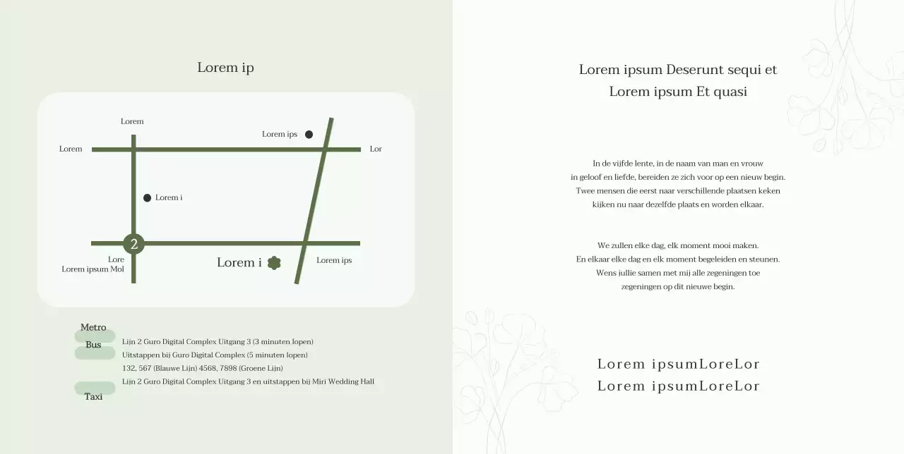 Rustige en stijlvolle huwelijksuitnodiging met een lichtgroene achtergrond