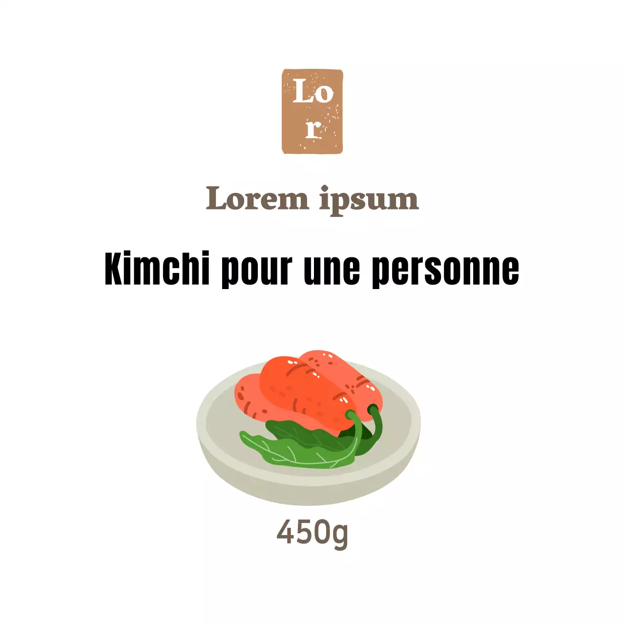 Autocollant blanc simple pour kimchi de célibataire pour les plats d'accompagnement dans une épicerie fine