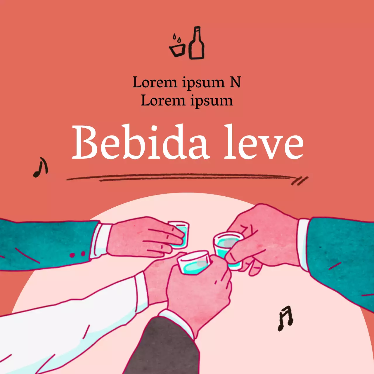 Campanha de consumo de bebidas alcoólicas com ilustrações vermelhas