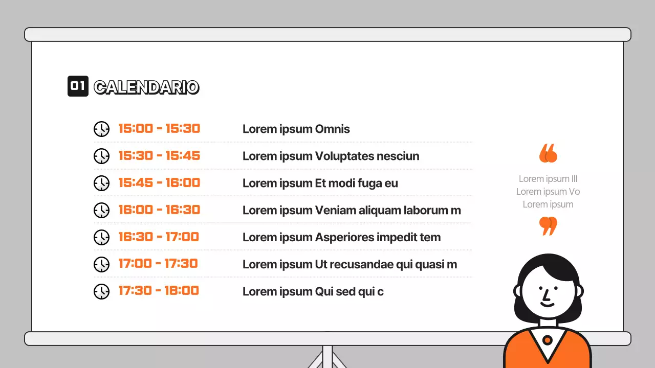 Presentación de debate con ilustración naranja