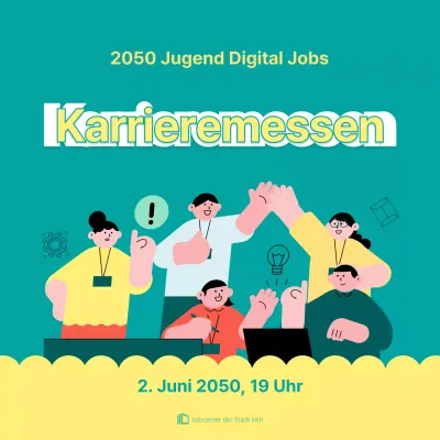 Niedlich illustrierte Jobbörse in Minze und Gelb