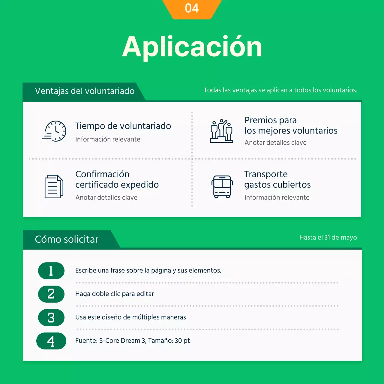 Concepto de ilustración verde y naranja Reclutamiento de estudiantes universitarios voluntarios