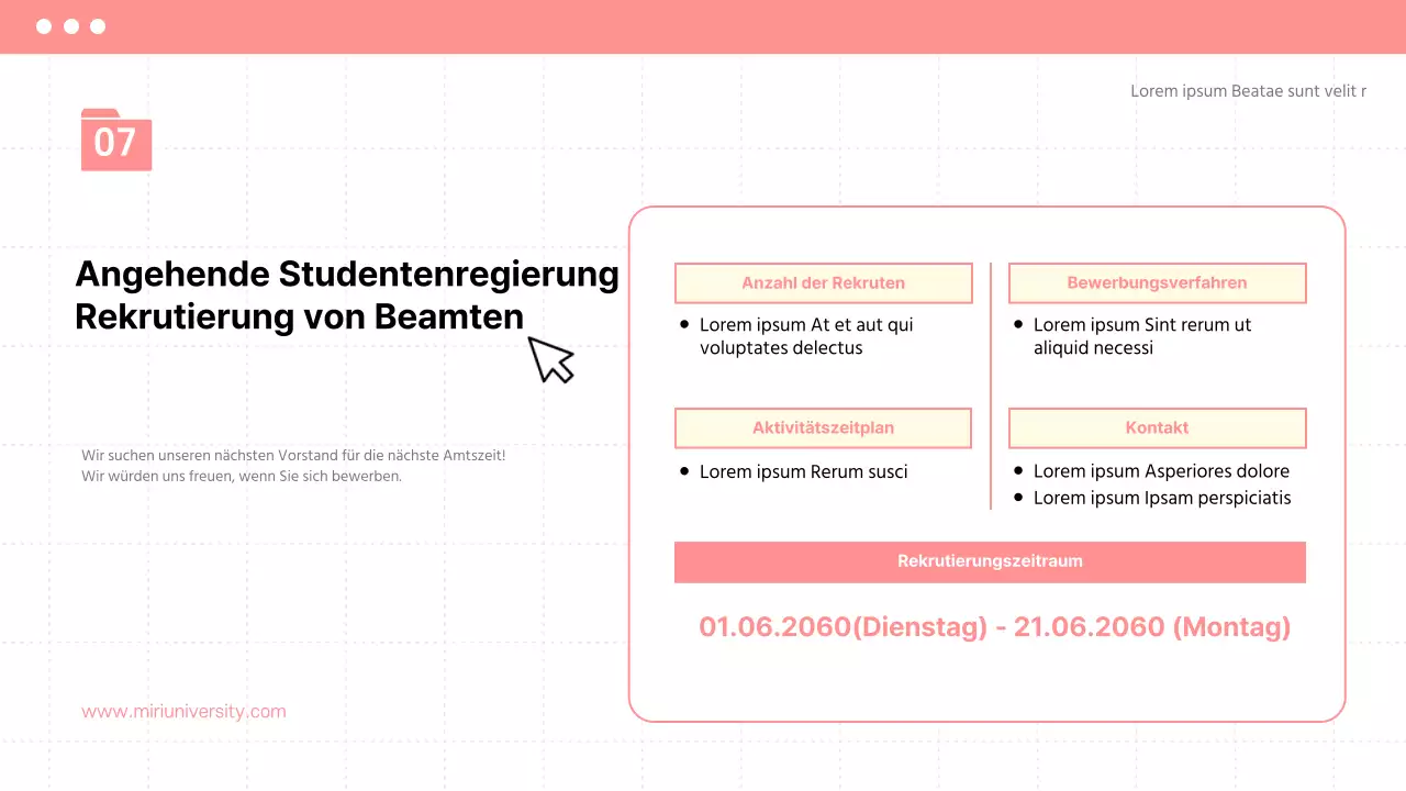 Ankündigung der Plenarsitzung zum Semesterende in schlichtem Beige und Rosa