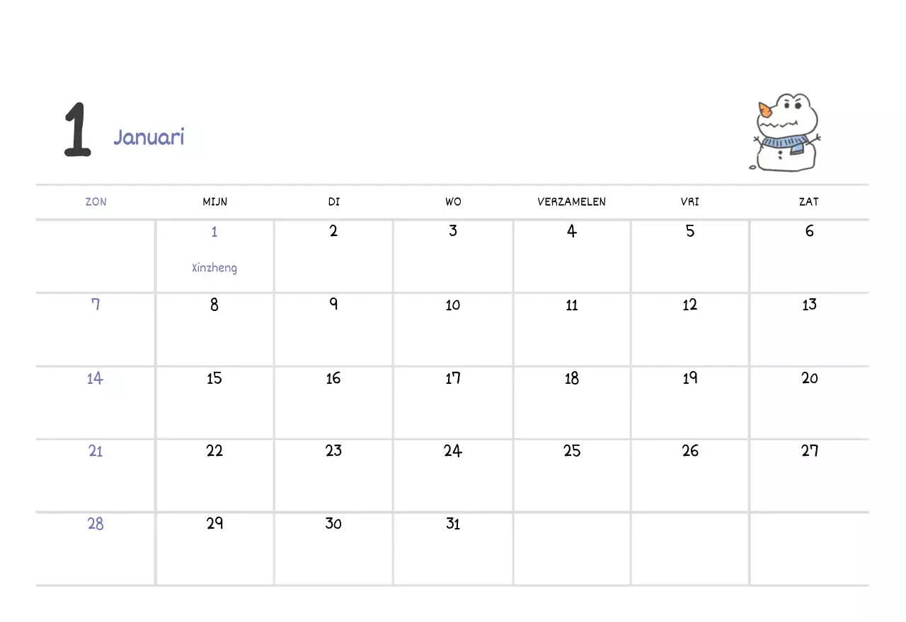 Een kalender met een schattig Argo-illustratieconcept