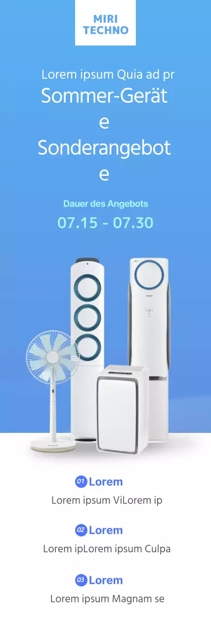 Blaues Sommergeräte-Banner