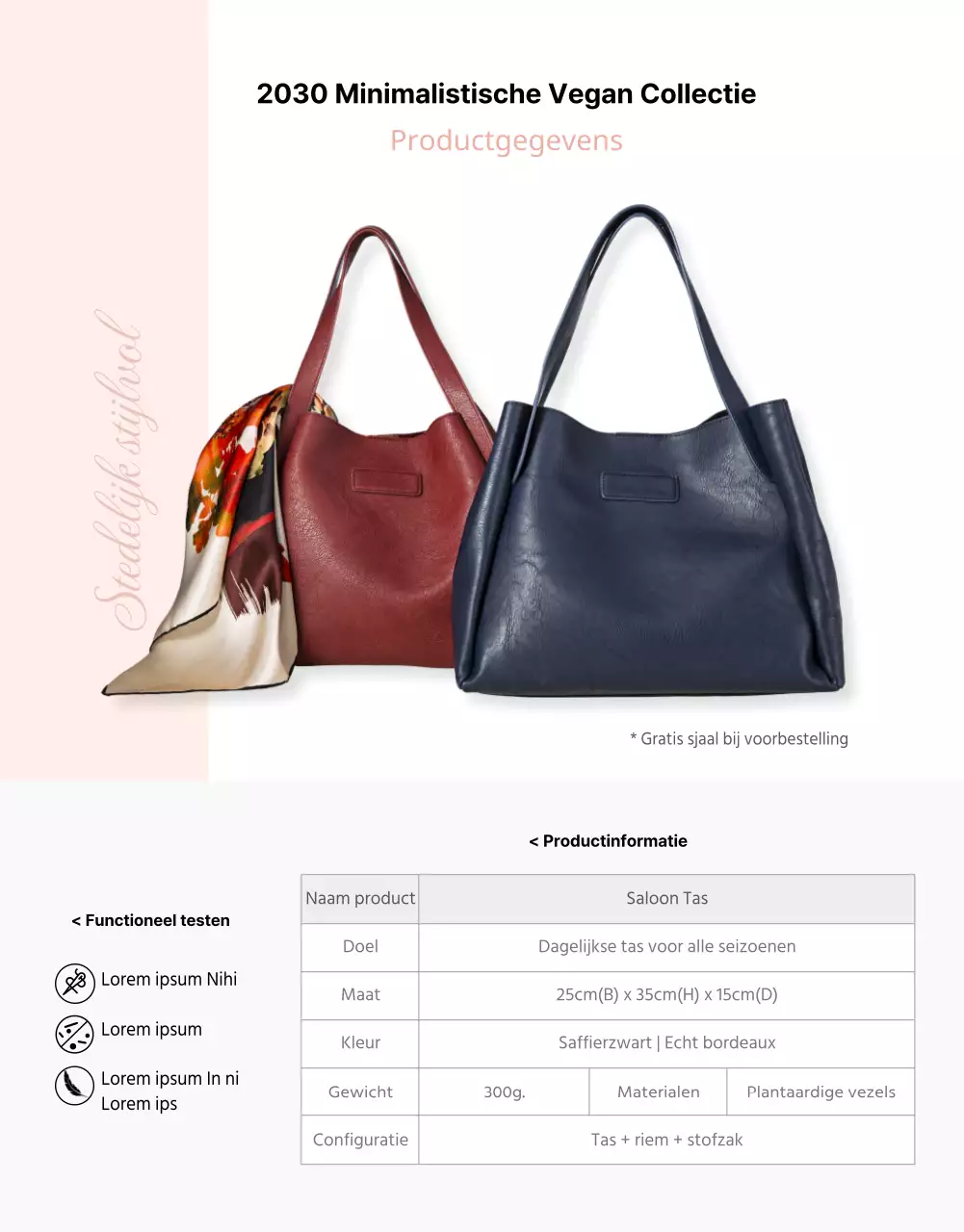 Roze achtergrond minimalistische veganistische tas details