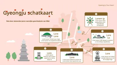 Race toeristische kaart met roze en bruine illustratie nadruk