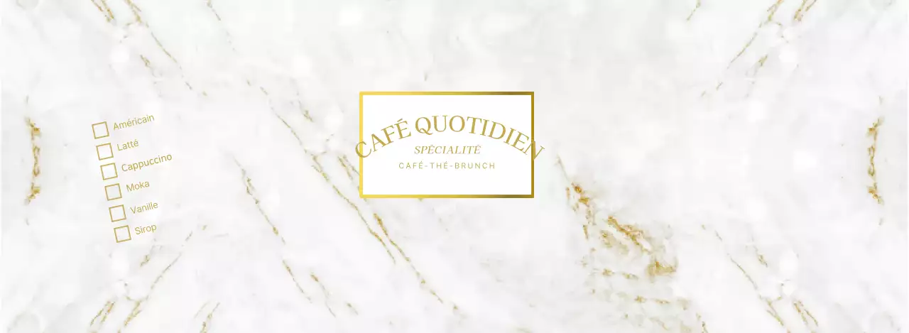 Café moderne en marbre blanc et or