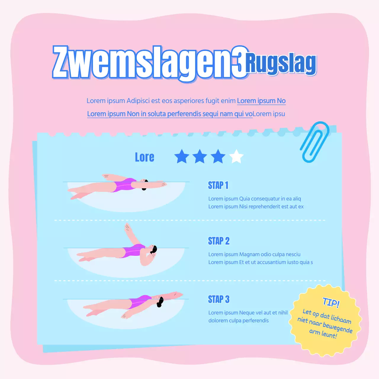 Kinderzwemmen in roze en lichtblauw CardNews