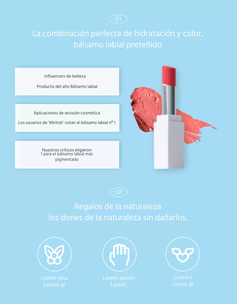 Venta libre de bálsamo labial con imágenes de acento azul claro y blanco
